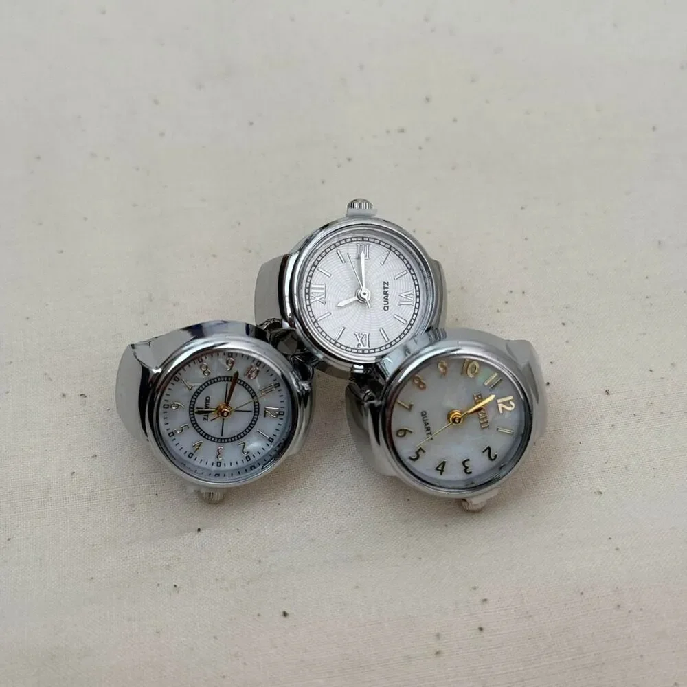 y2k style gold Tone Watch Ring with Round silver and gold bands